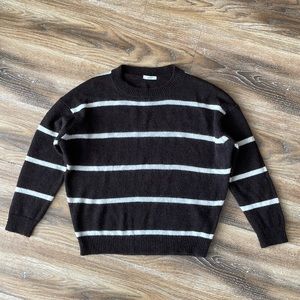 Peserico 58% Baby Alpaca Made In Italy Stripe Crew Neck Sweater